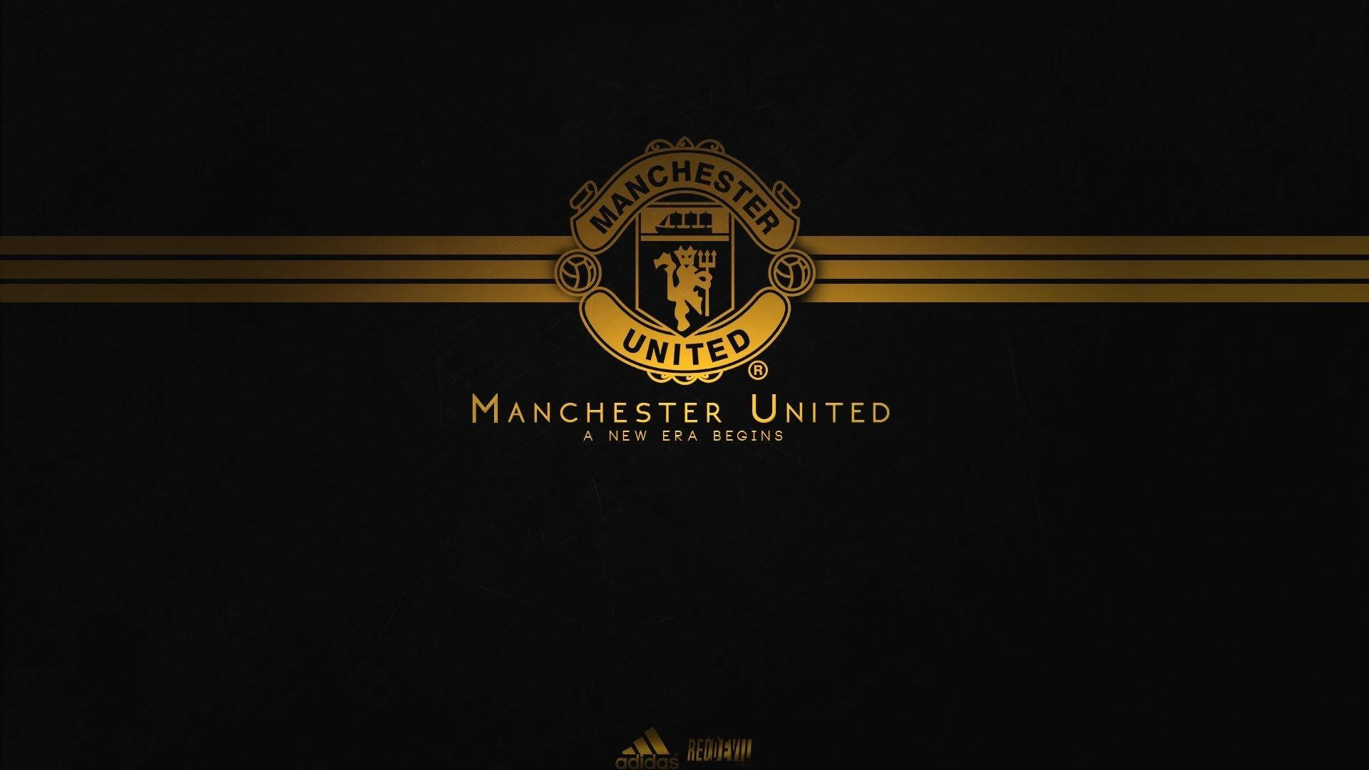 Manchester United, gold, textured black background, Full HD Desktop Wallpaper
