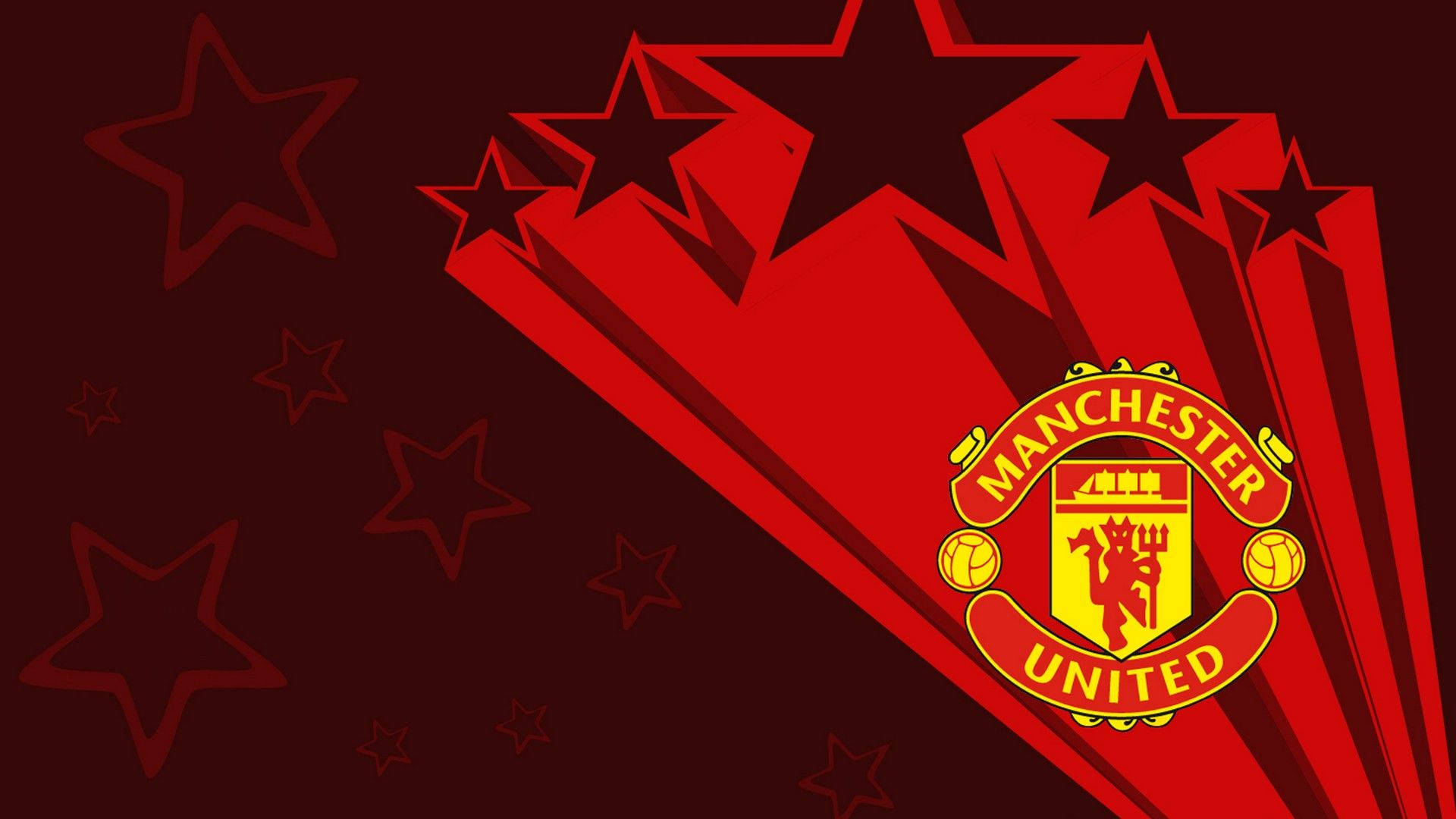 Manchester United, red Manchester United crest, dynamic red starburst background, Full HD Desktop Wallpaper