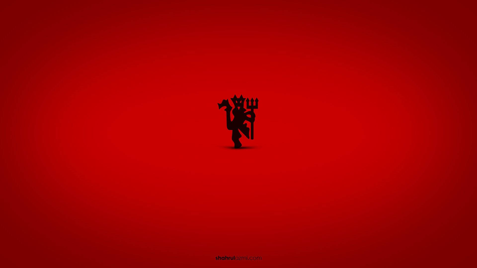 Manchester United, black devil logo, gradient red background, Full HD Desktop Wallpaper