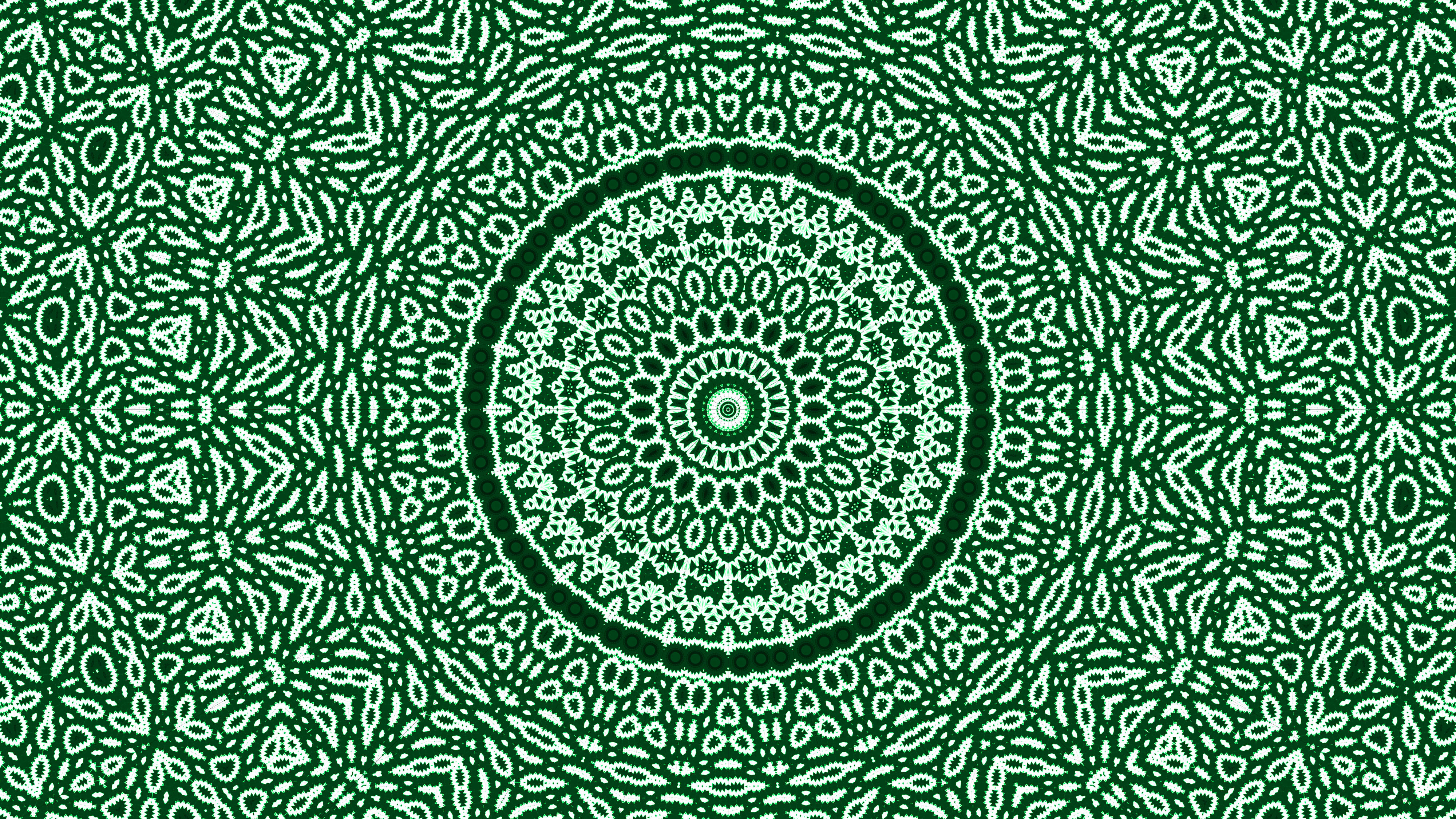 4K Green Mandala Vector Art, green and white mandala pattern, symmetrical, 4K Desktop Wallpaper