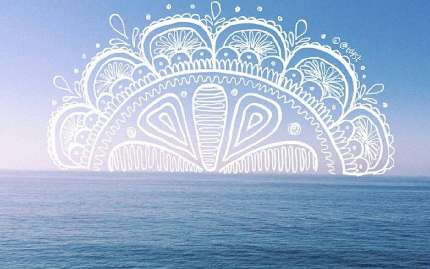 mandala, ocean, calm ocean waters, HD Desktop Wallpaper