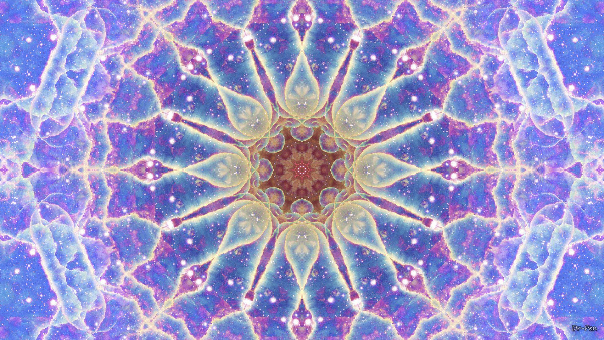 Mandala, orange, purple, Full HD Desktop Wallpaper
