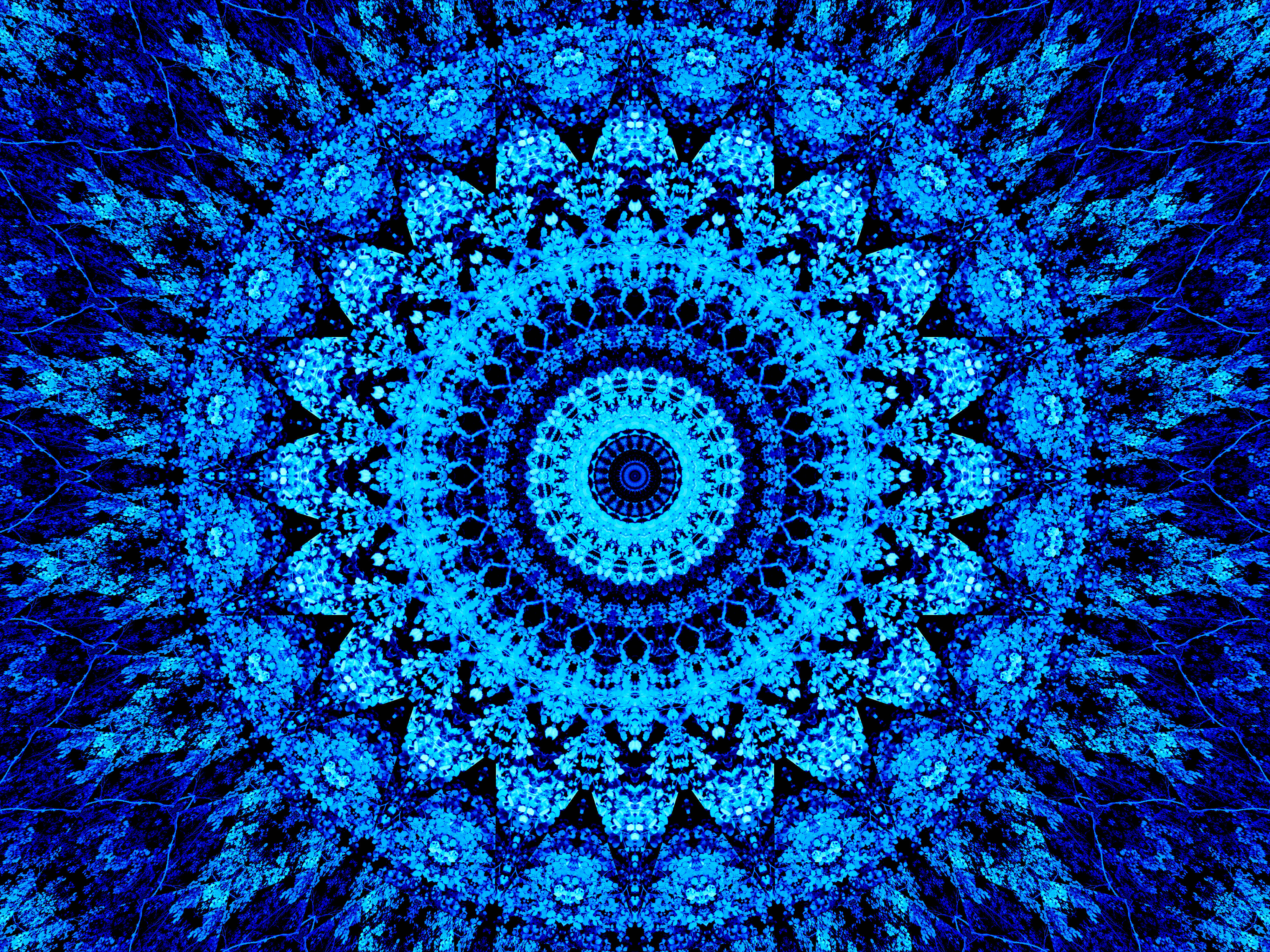 Mandala, blue, circle pattern, 4K Desktop Wallpaper