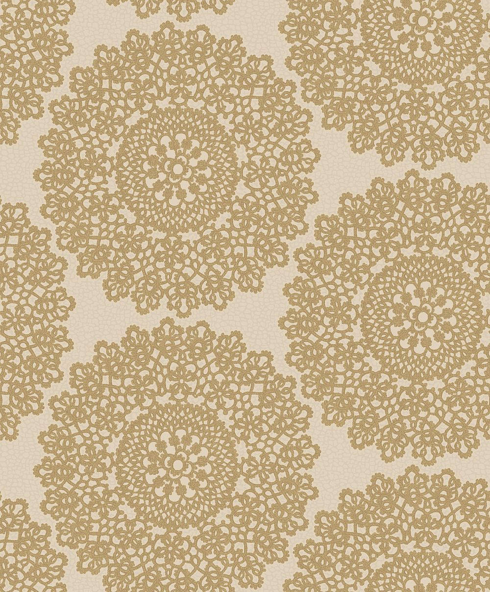 Mandala Gold Art, beige lace doily patterns, textured cream background, SD Phone Wallpaper