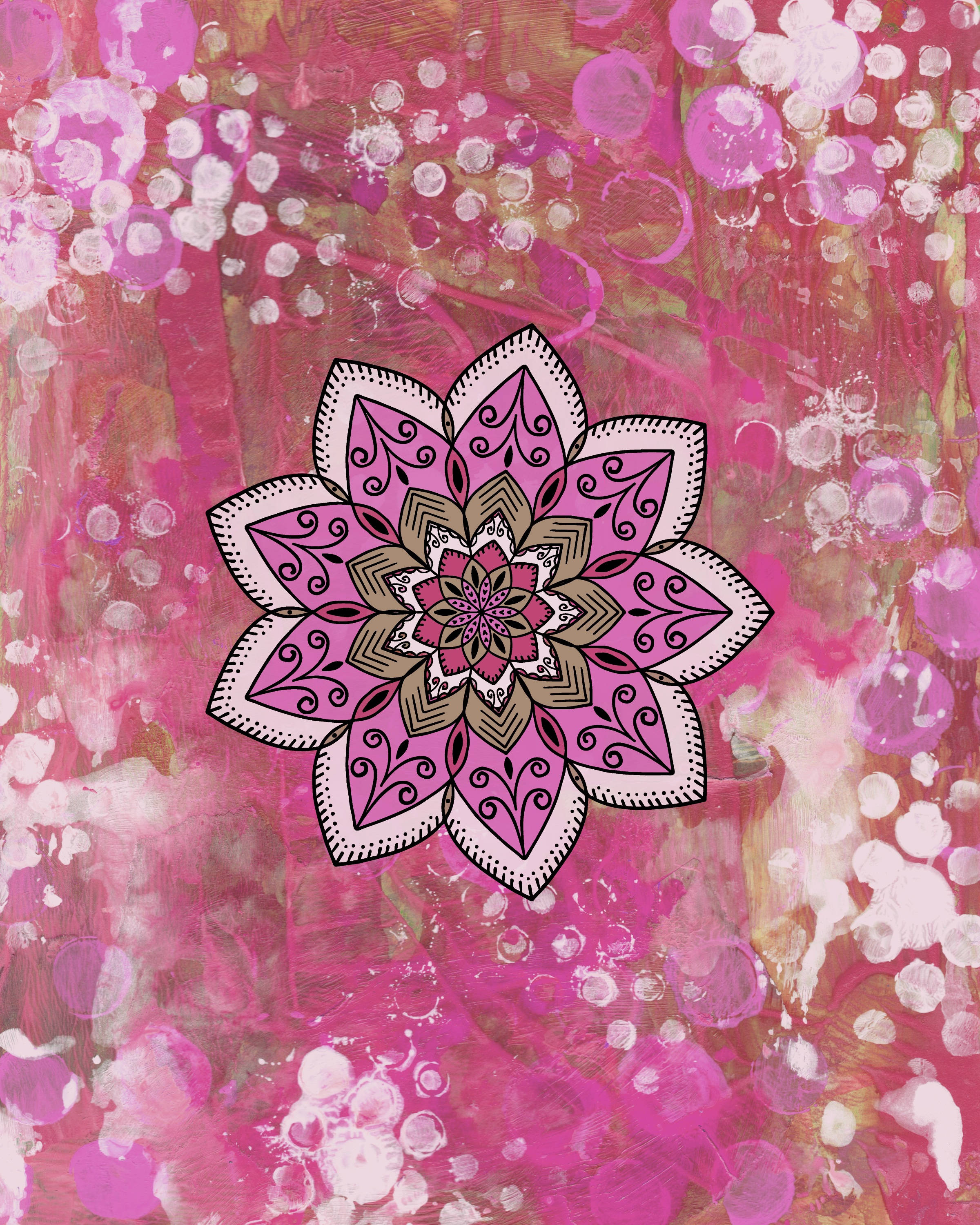 Mandala, pink, white, 2K Phone Wallpaper
