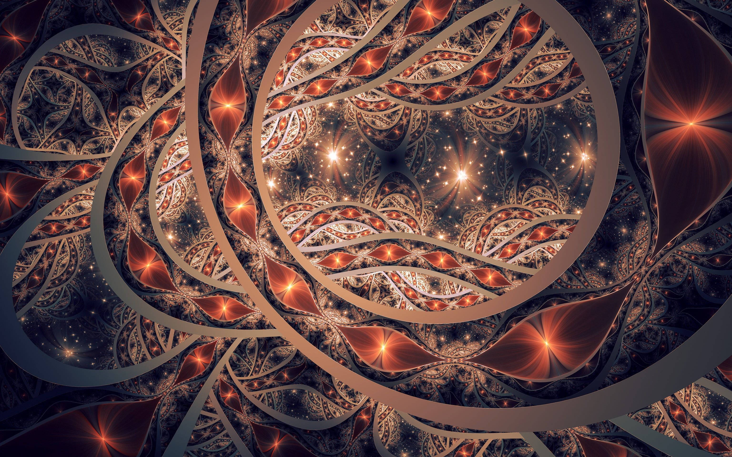 Mandala, black, brown, 2K Desktop Wallpaper