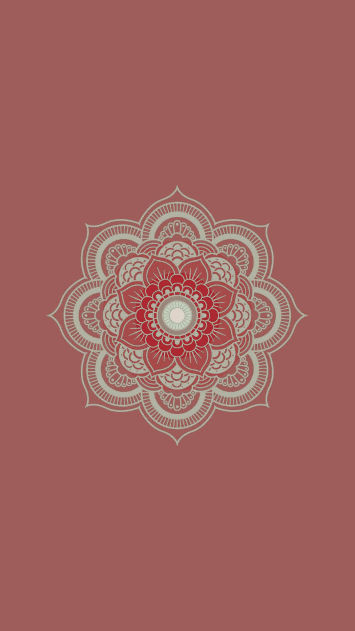 mandala, minimalist, maroon background, Full HD Phone Wallpaper