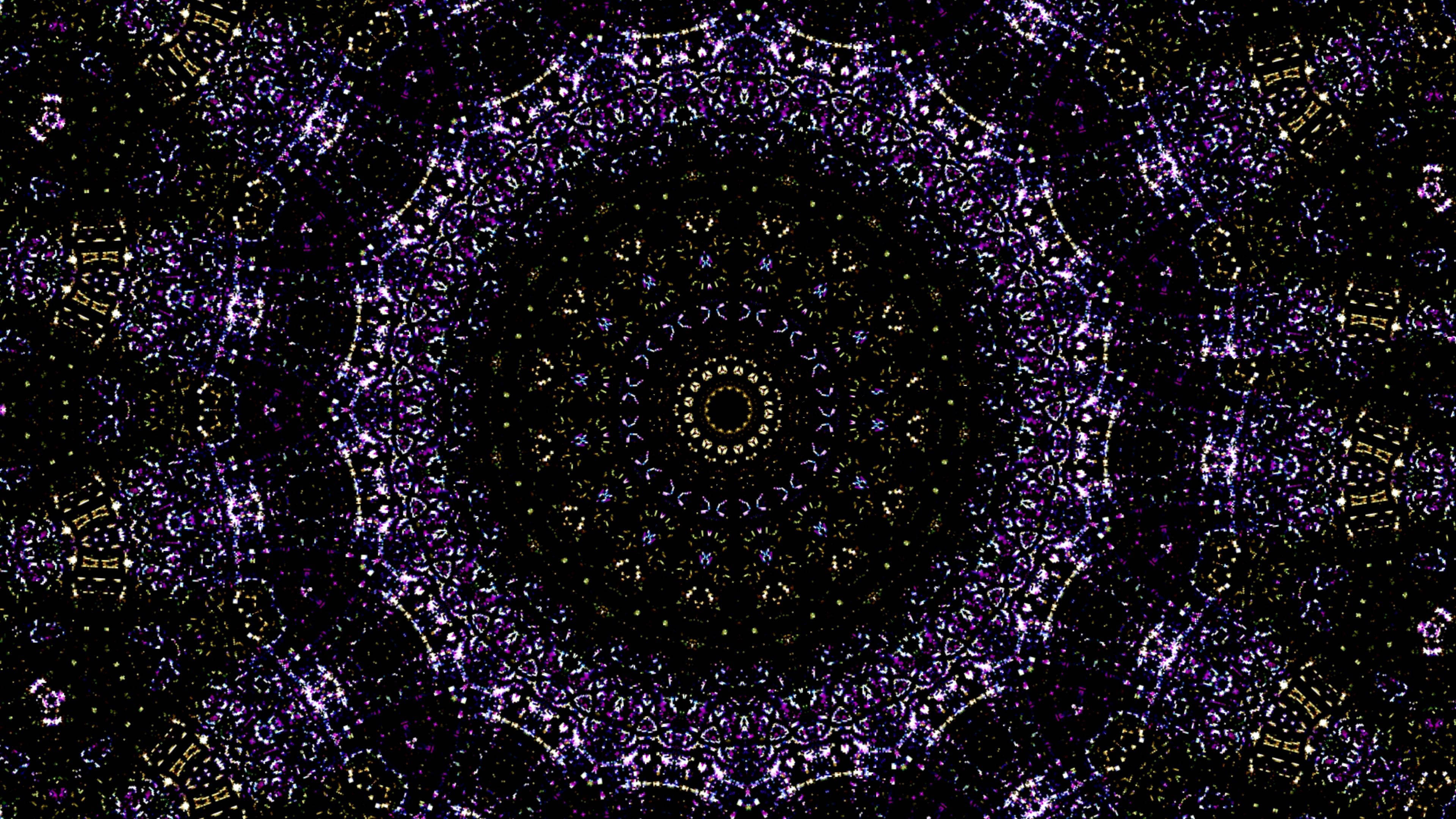 mandala, purple, gold, 4K Desktop Wallpaper