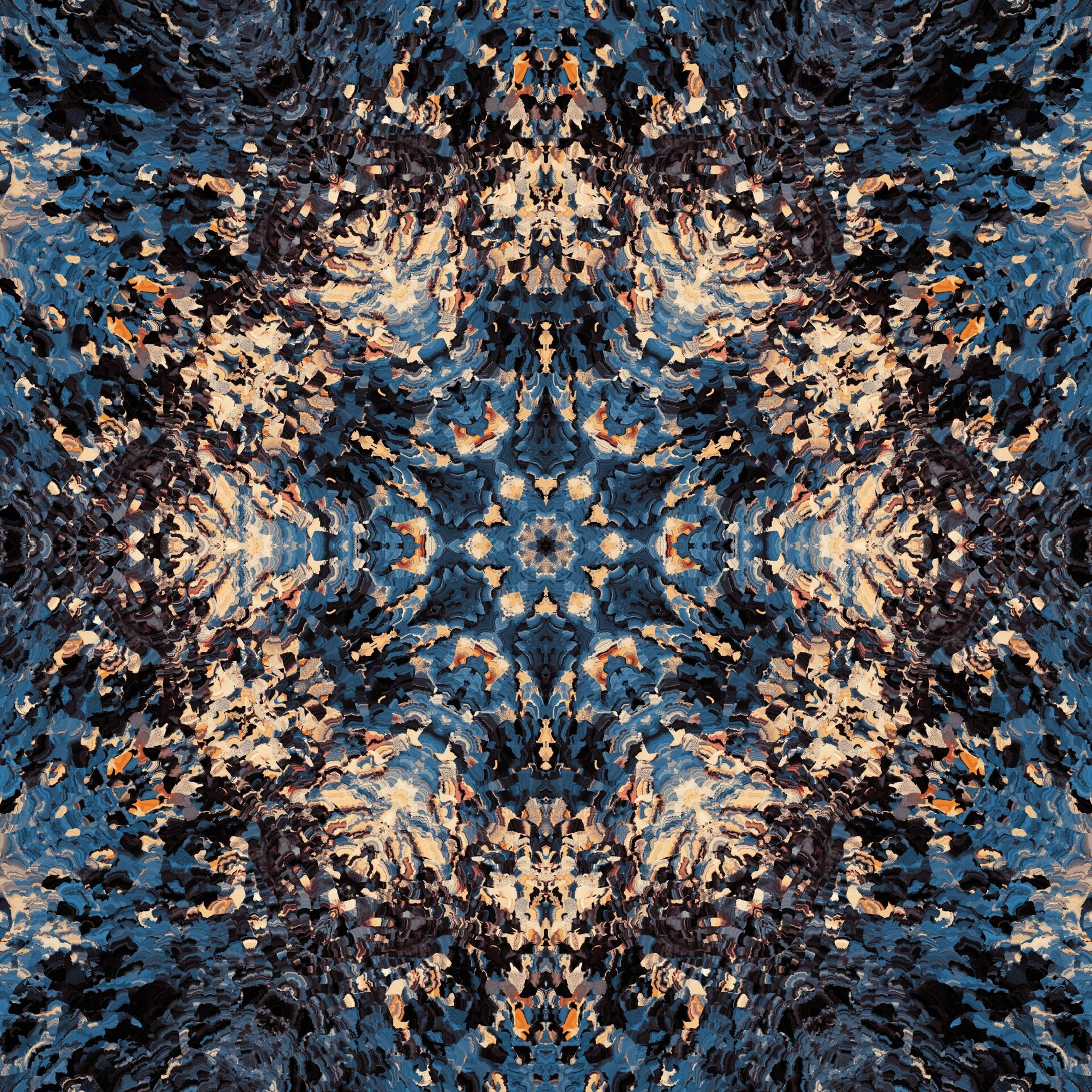 Mandala, abstract fractal, deep blues, 4K Desktop Wallpaper