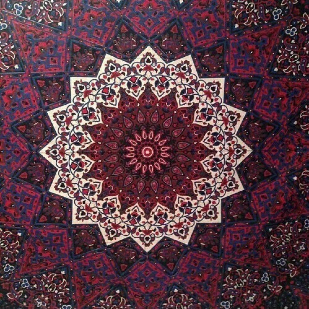 Mandala Red Art, deep reds, blues, SD Desktop Wallpaper