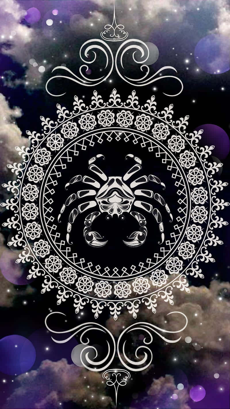 Cancer zodiac sign, white mandala, ornate crab zodiac symbol, HD Phone Wallpaper