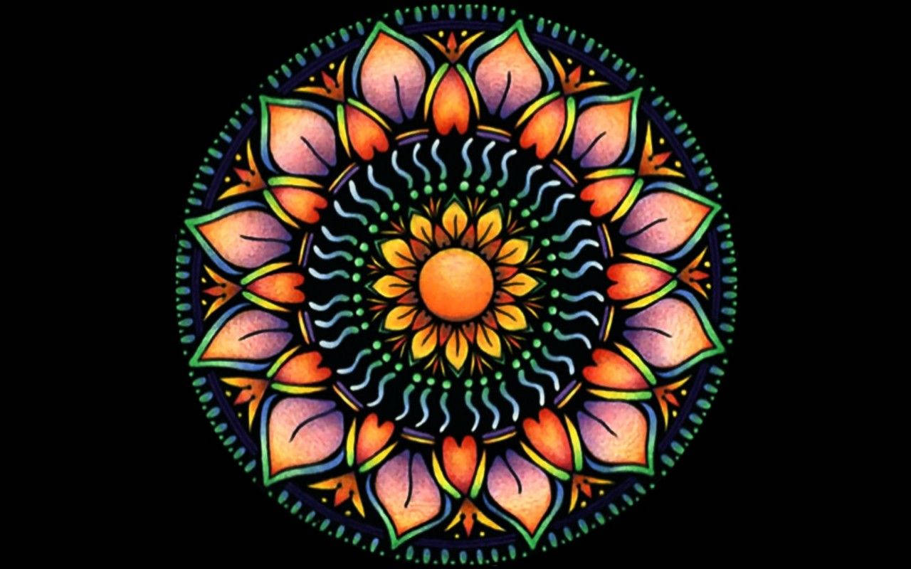 Mandala, orange, yellow, HD Desktop Wallpaper