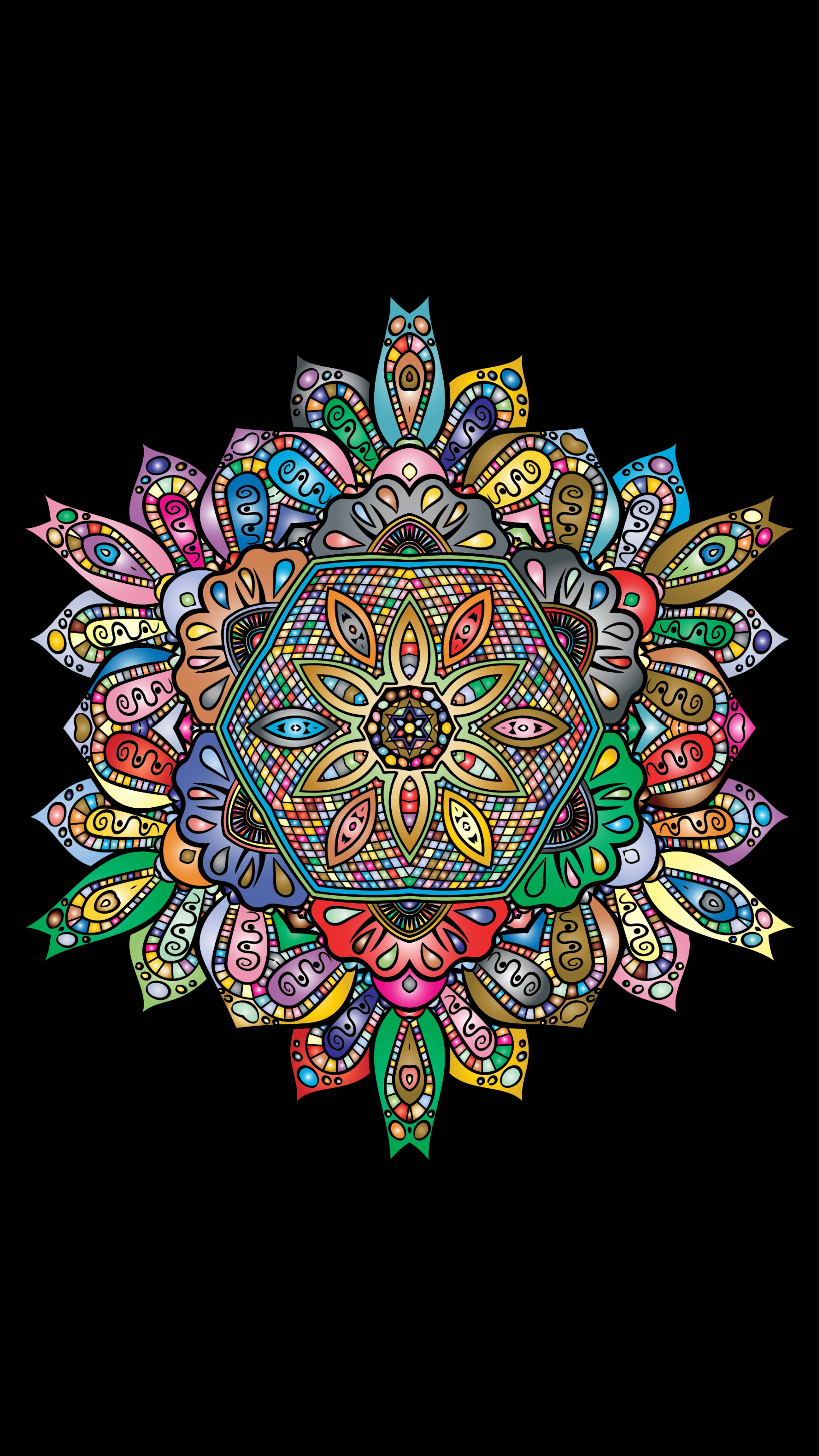 floral mandala, vibrant, intricately patterned, 5K Phone Wallpaper