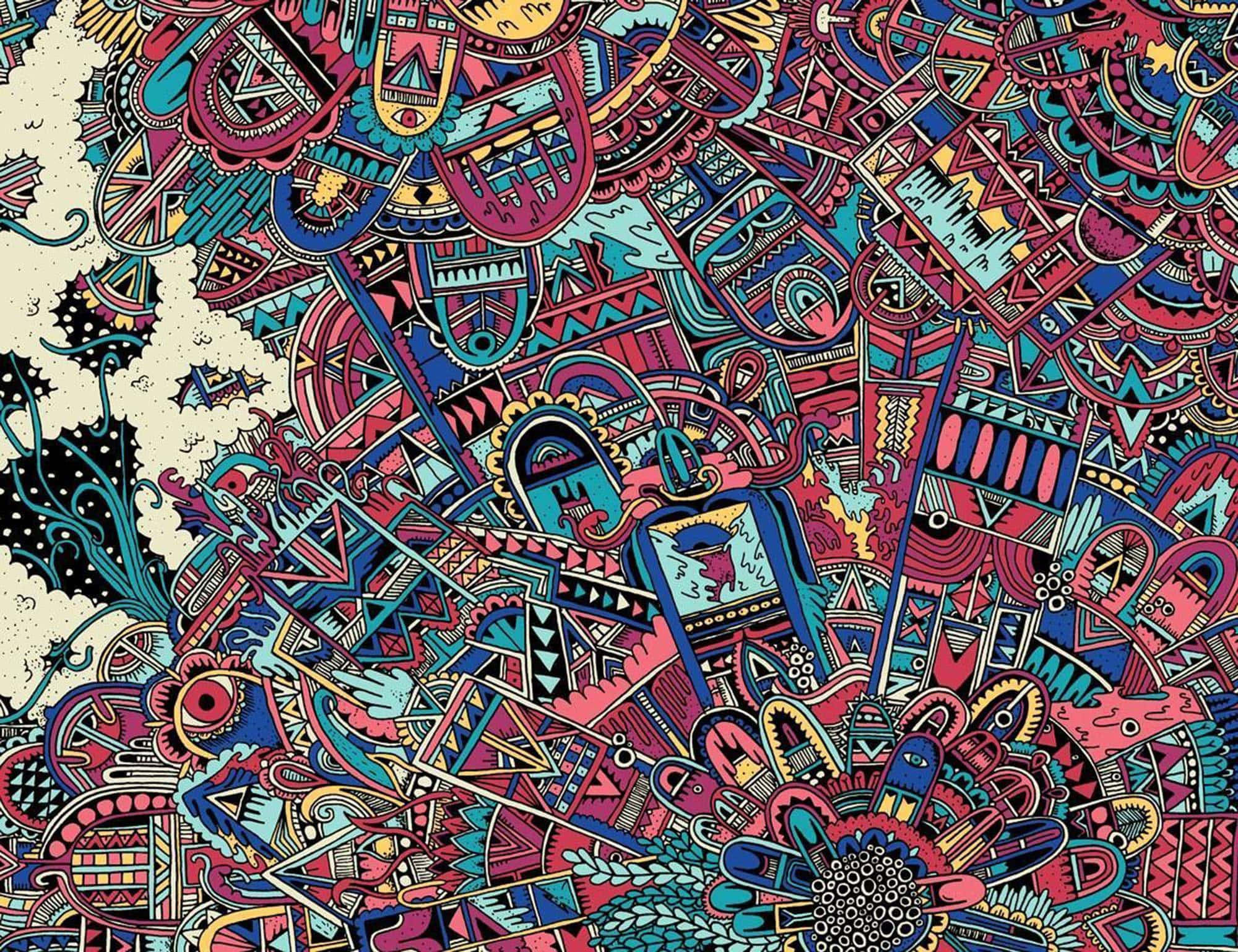 Mandala, vibrant, intricate doodle art, Full HD Desktop Wallpaper