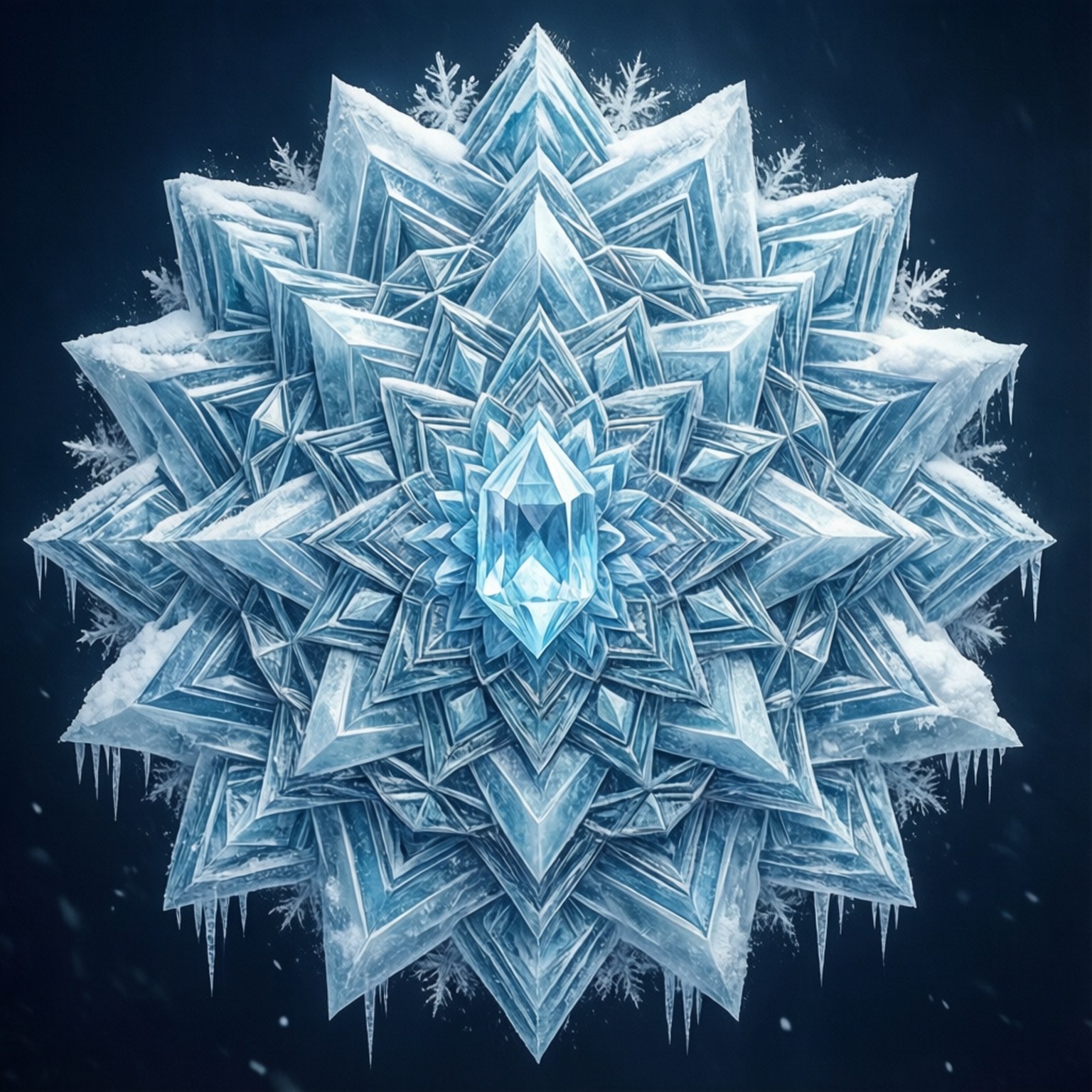 crystal ice mandala, radiant blue, crystalline snowflake, HD Desktop Wallpaper