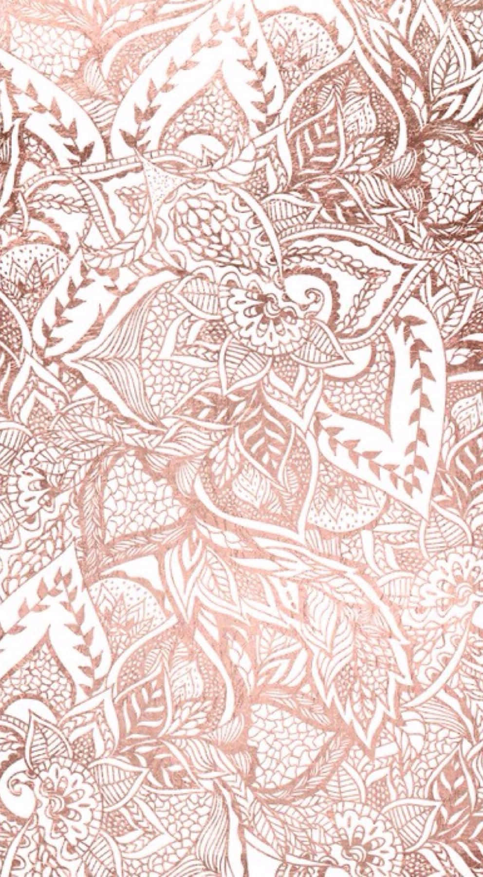 rose gold, floral pattern, leaves, HD Phone Wallpaper