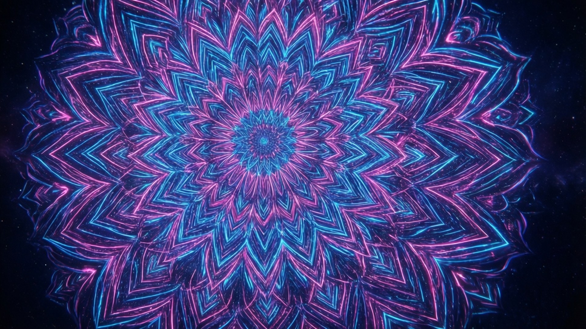 neon blue, pink, geometric mandala, Full HD Desktop Wallpaper