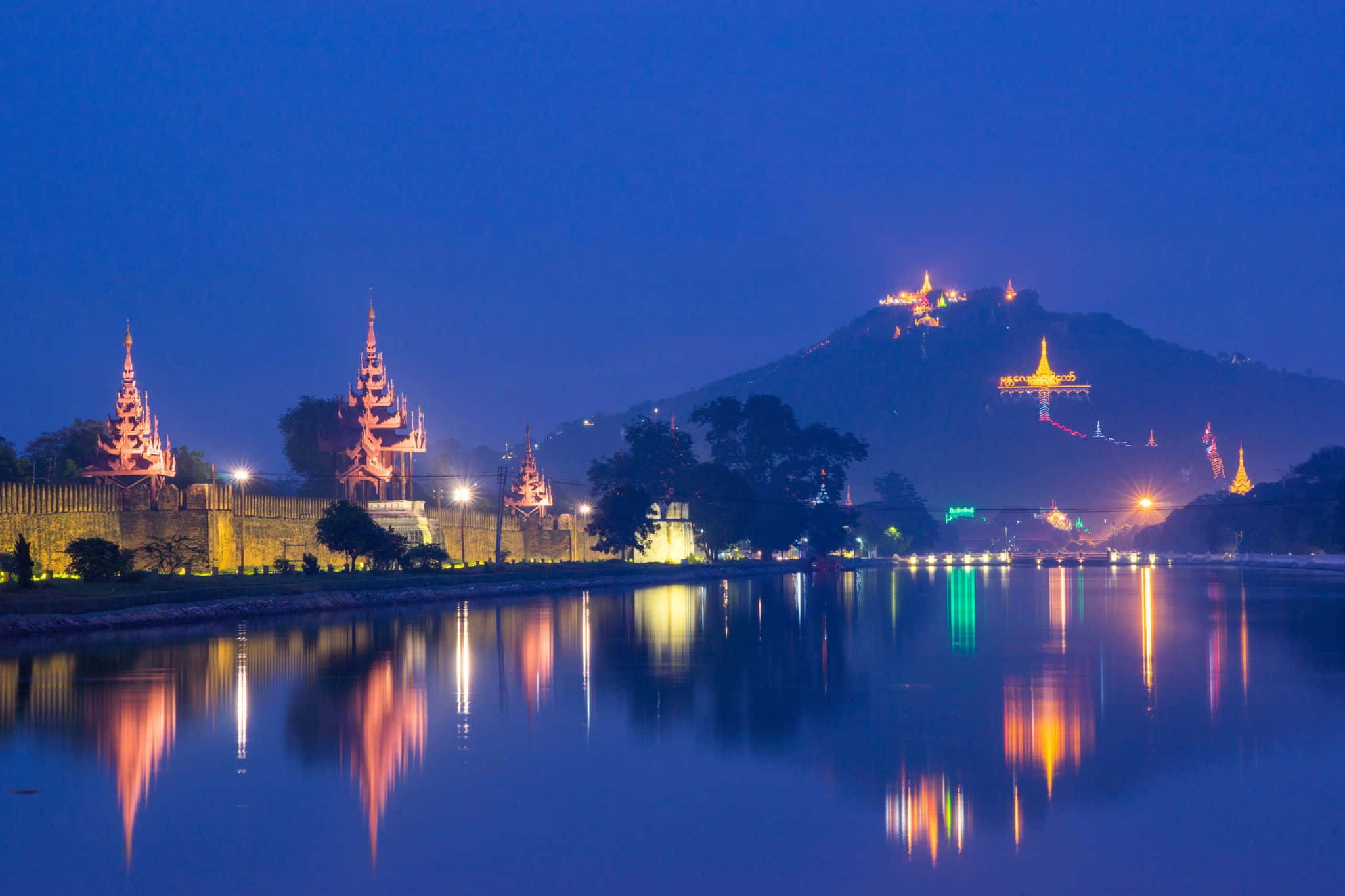 Mandalay Hill, pagodas, temples, Full HD Desktop Wallpaper