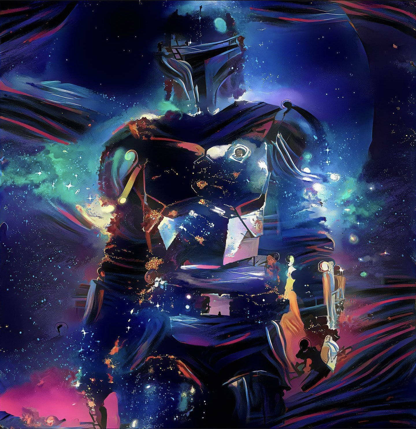 The Mandalorian, Baby Yoda, cosmic nebulae, HD Phone Wallpaper