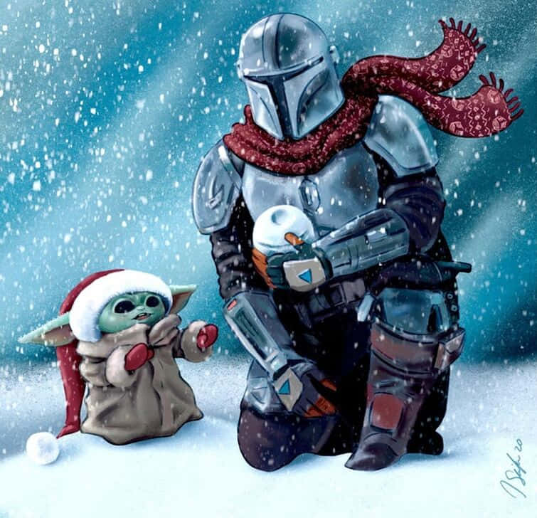 Baby Yoda, Mandalorian, Christmas tree, SD Desktop Wallpaper