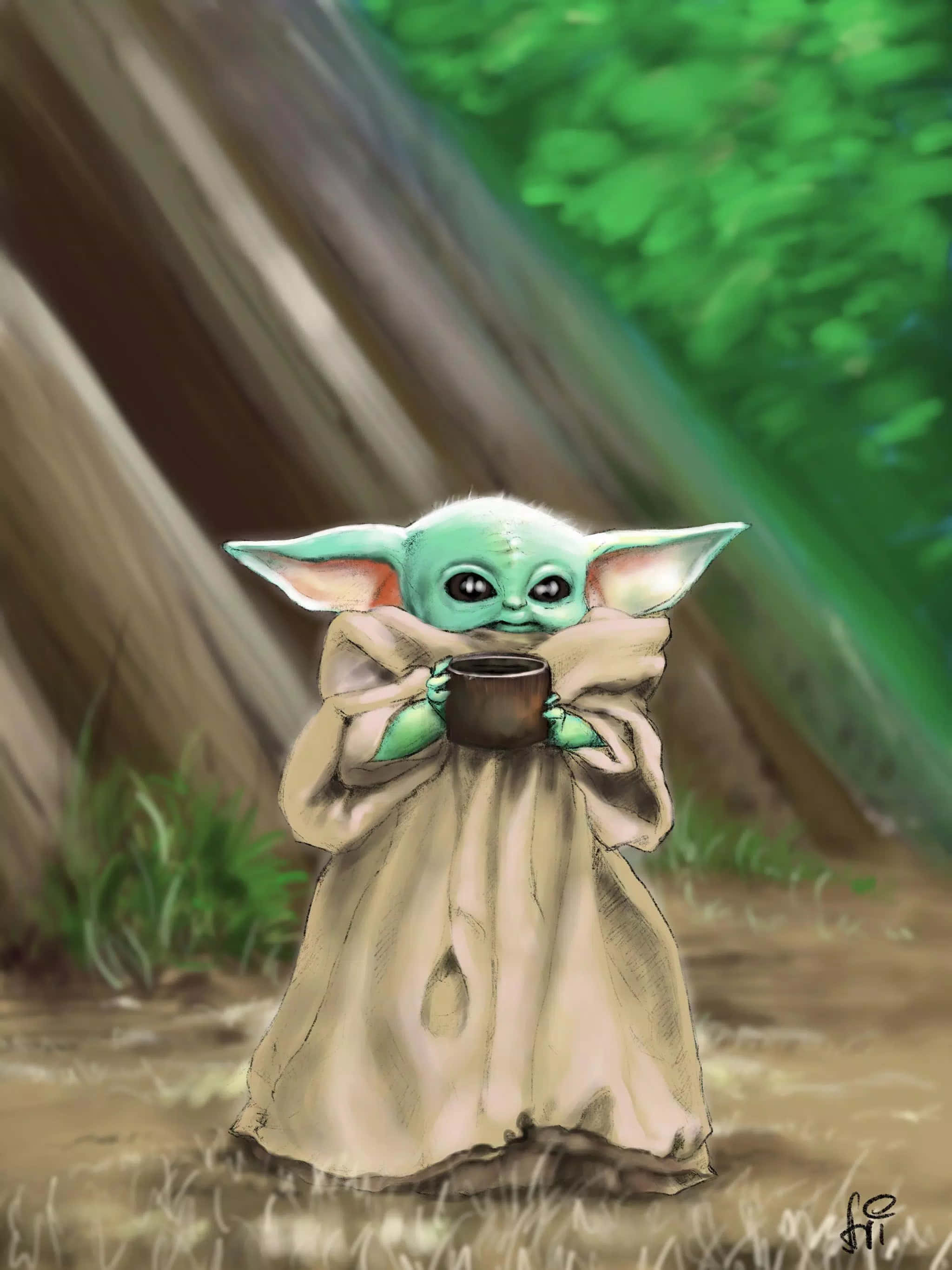 Baby Yoda, The Mandalorian, green, 2K Phone Wallpaper