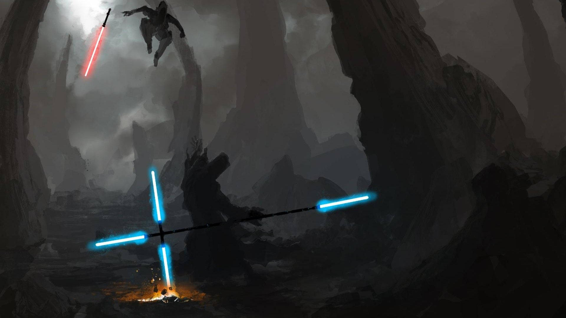 The Mandalorian, Baby Yoda, red lightsaber, Full HD Desktop Wallpaper