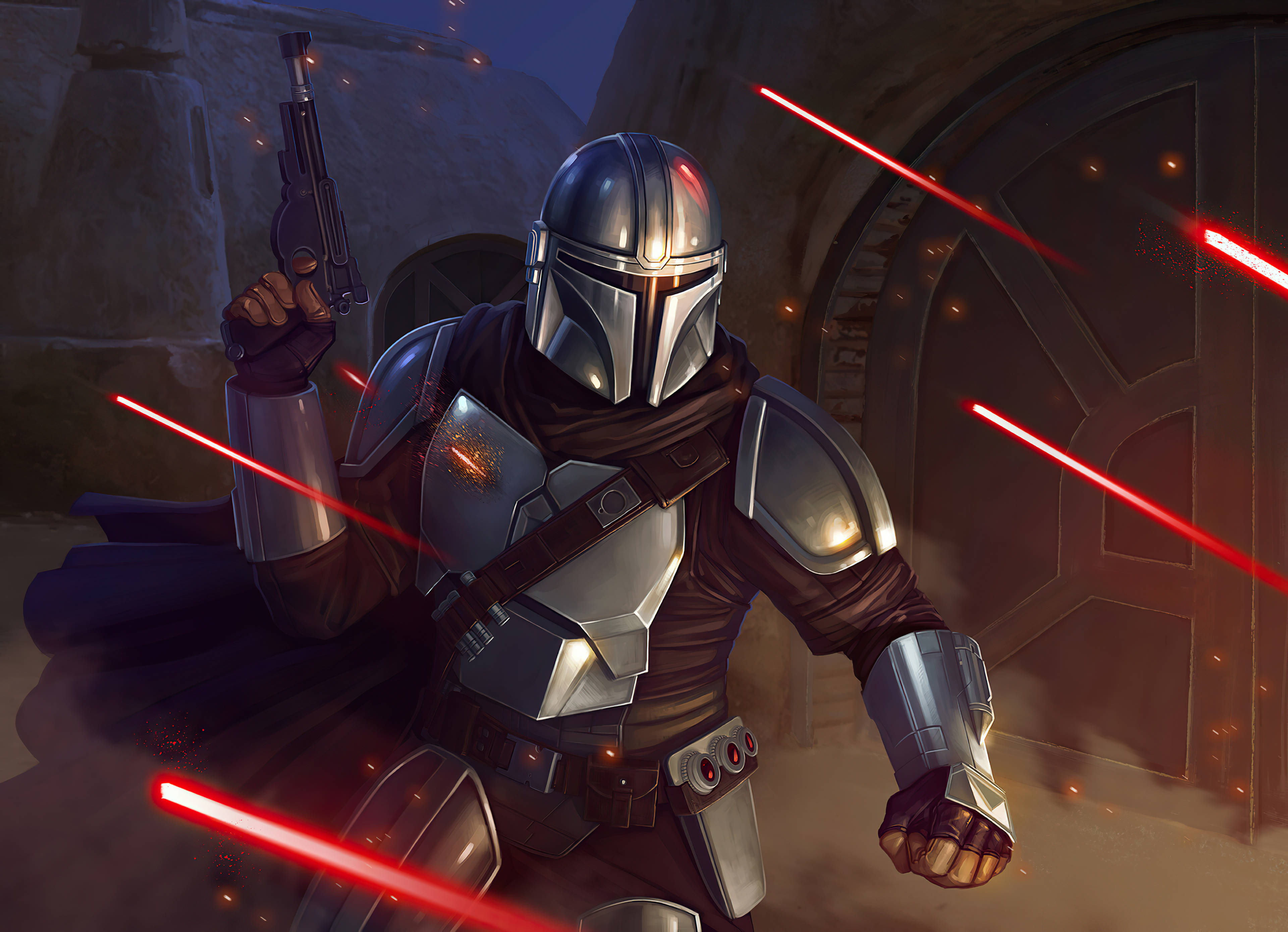 The Mandalorian, Baby Yoda, dusty arena, 4K Desktop Wallpaper