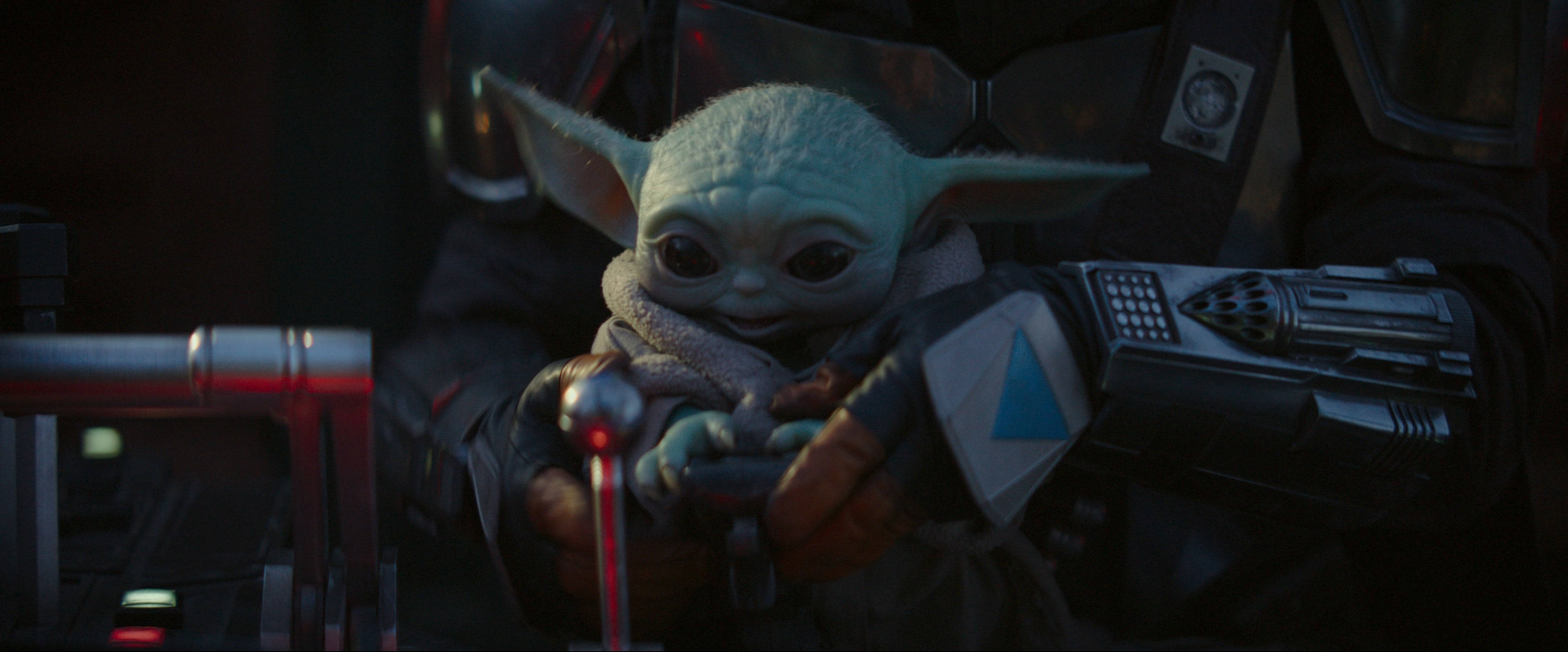 Baby Yoda, The Mandalorian, glowing red lightsaber hilt, 2K Desktop Wallpaper