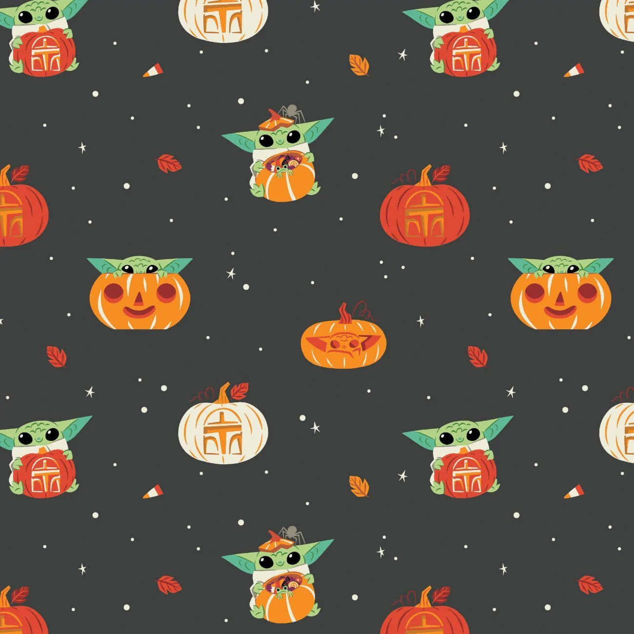 Baby Yoda, Halloween-themed, dark gray, HD Desktop Wallpaper
