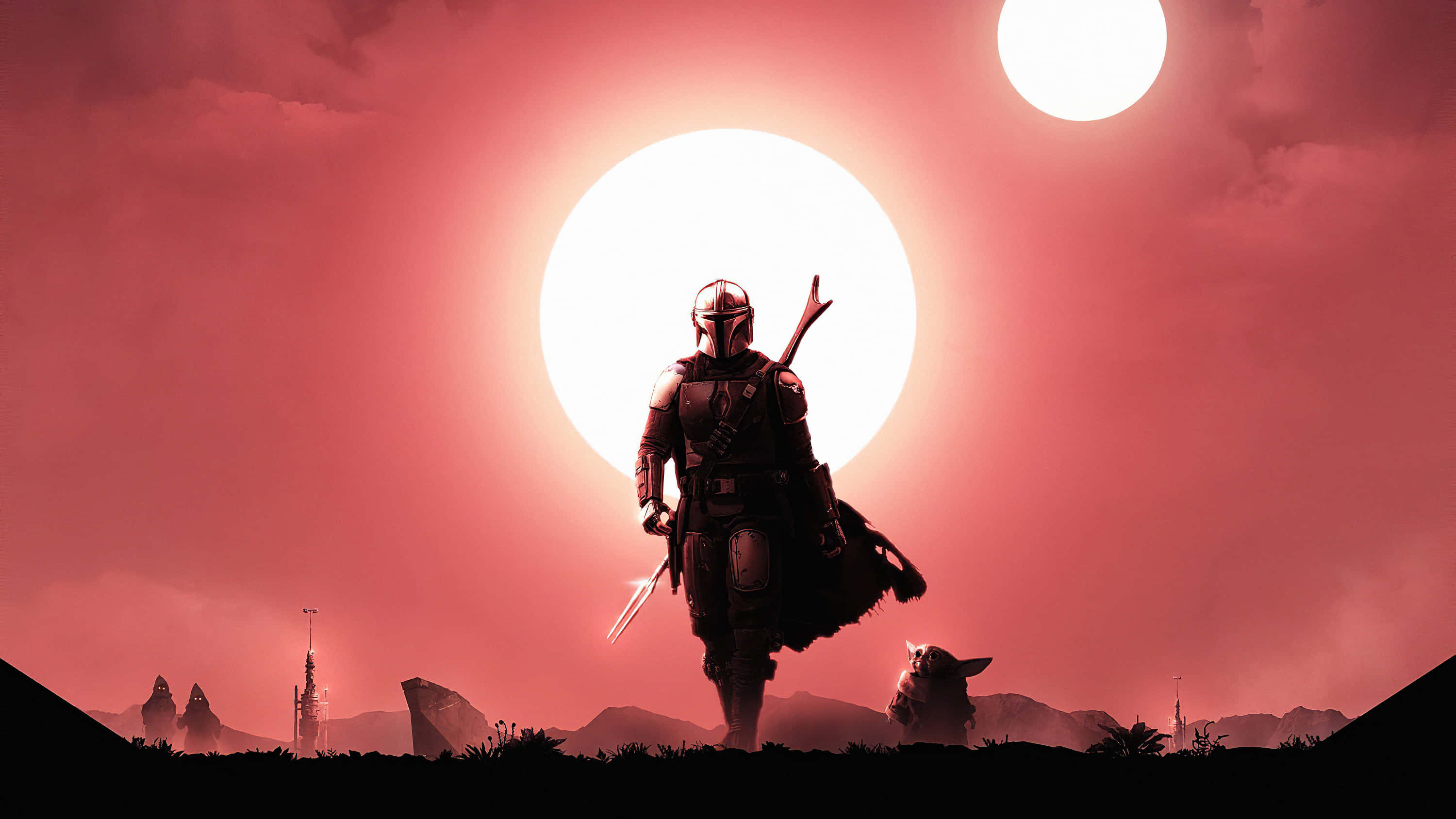Mandalorian, PC, double sun setting, 2K Desktop Wallpaper