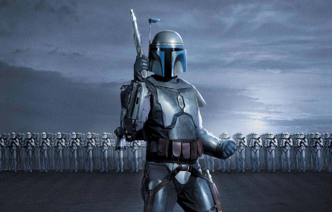 Mandalorian, silver armor, blaster, HD Desktop Wallpaper