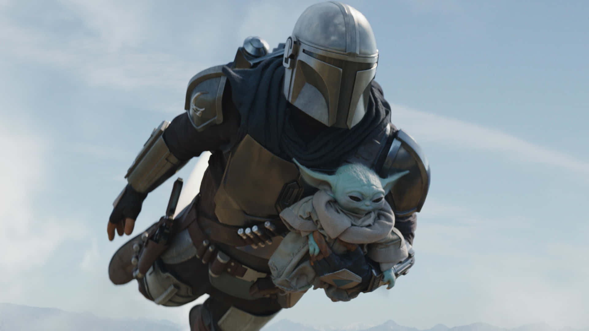 Mandalorian Season 3, silver armor, green child, Full HD Desktop Wallpaper