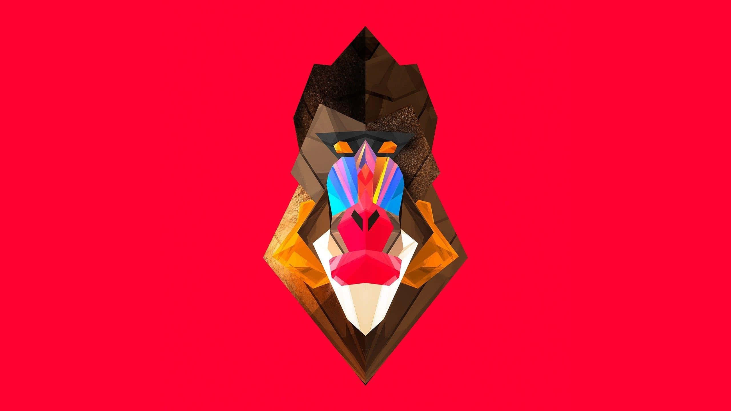 abstract mandrill artwork, geometric mandrill head, colorful facets, 2K Desktop Wallpaper