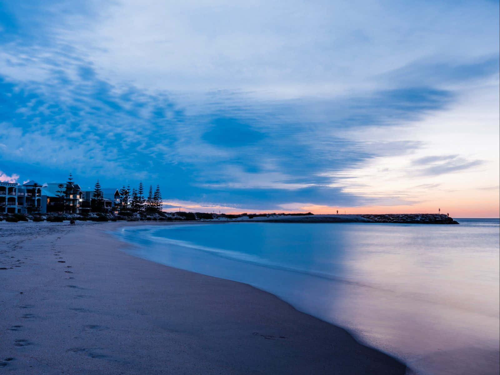 Mandurah Beach, dusk, soft waves, HD Desktop Wallpaper