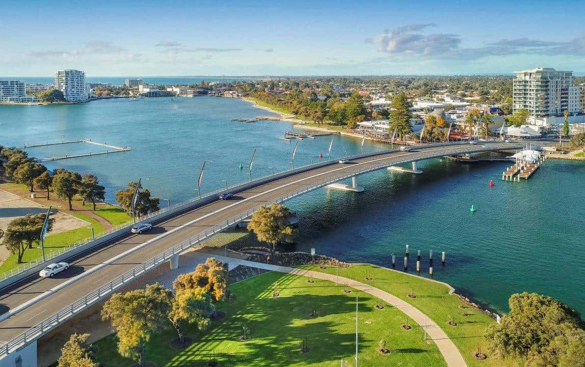 Mandurah, sunset view, modern bridge, SD Desktop Wallpaper