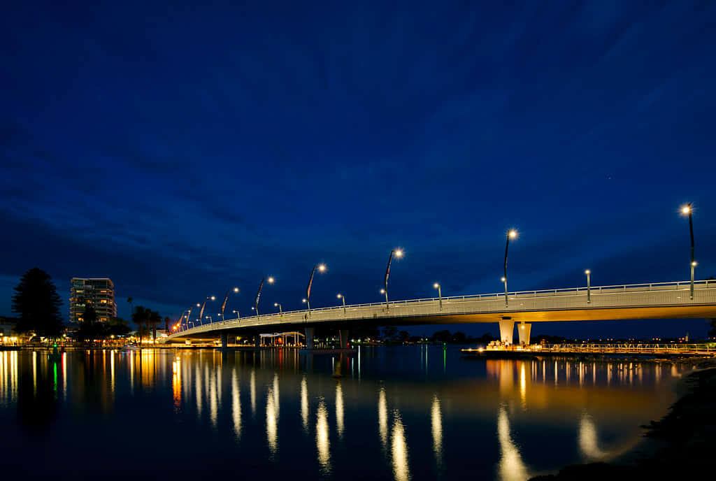 Mandurah, coastline, glowing bridge, SD Desktop Wallpaper