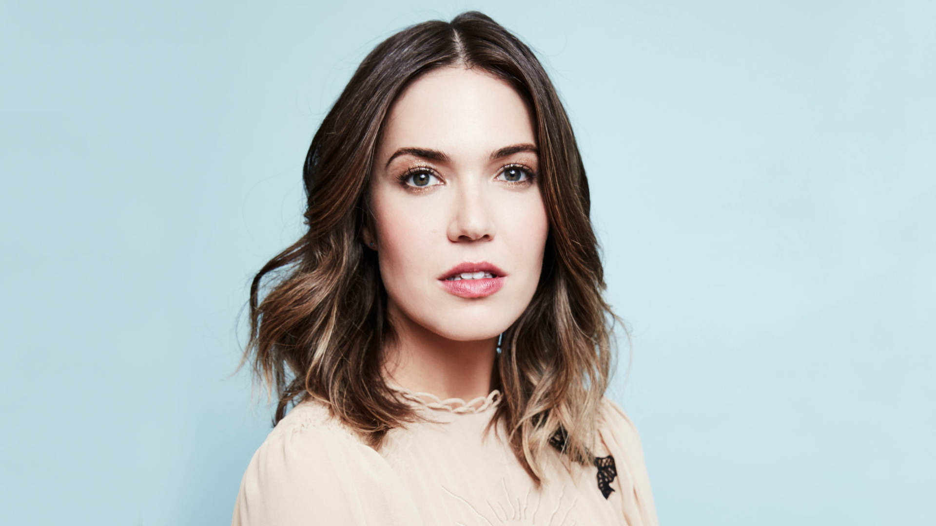Mandy Moore, pink lips, wavy brown hair, Full HD Desktop Wallpaper