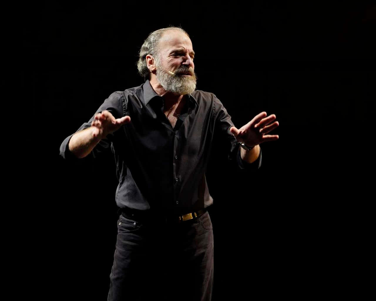 Mandy Patinkin, bearded man, black shirt, HD Desktop Wallpaper