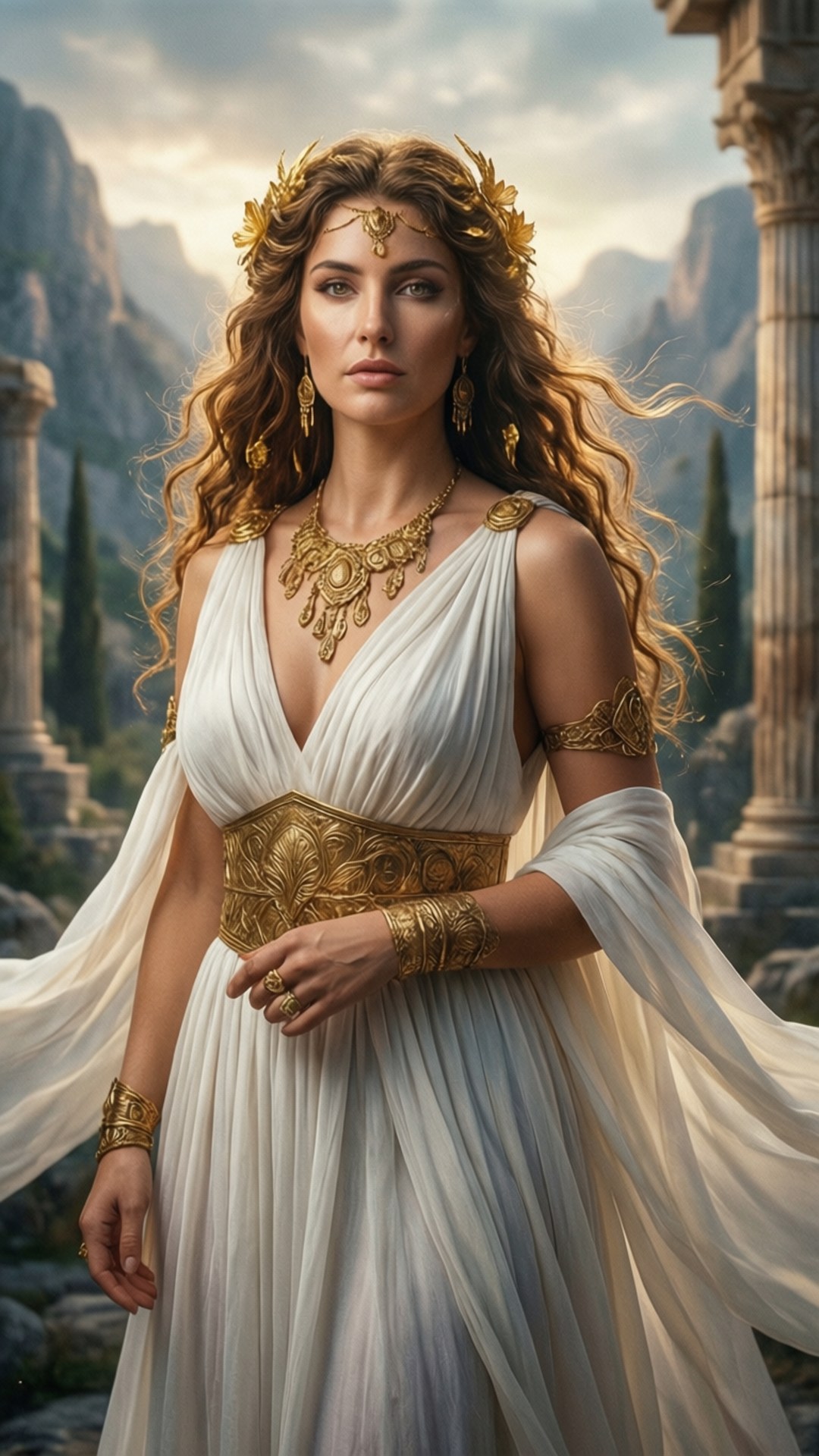 Mandy Rose, Greek goddess, fantasy landscape, Full HD Phone Wallpaper