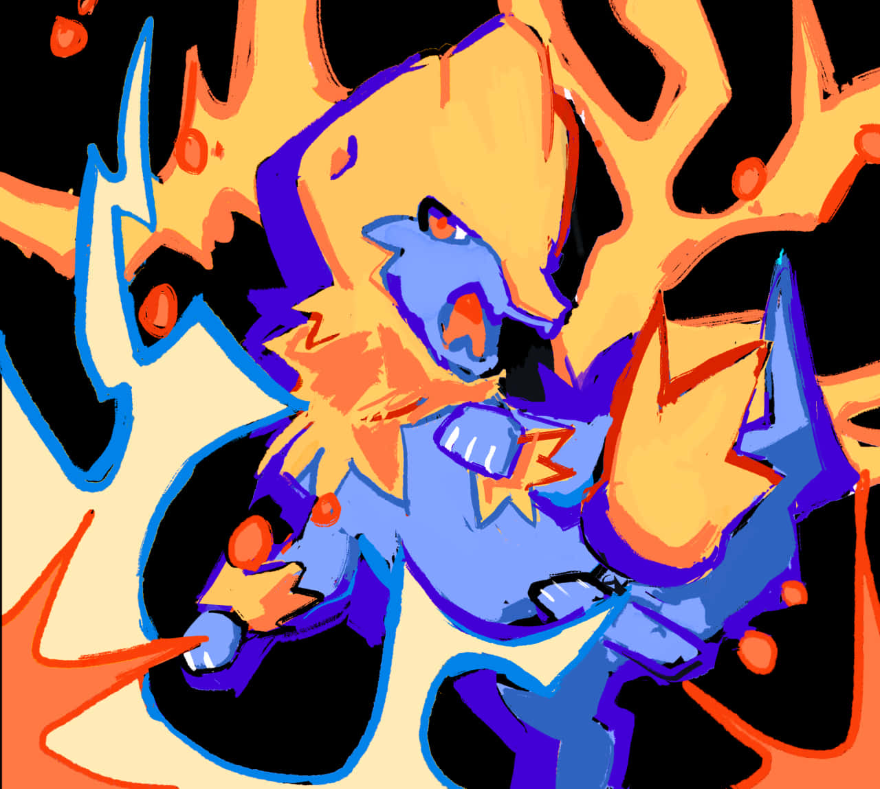 Manectric, blue, orange, HD Desktop Wallpaper
