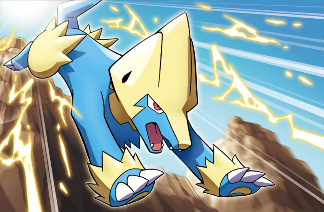 Manectric, blue and yellow, electric-type, SD Desktop Wallpaper