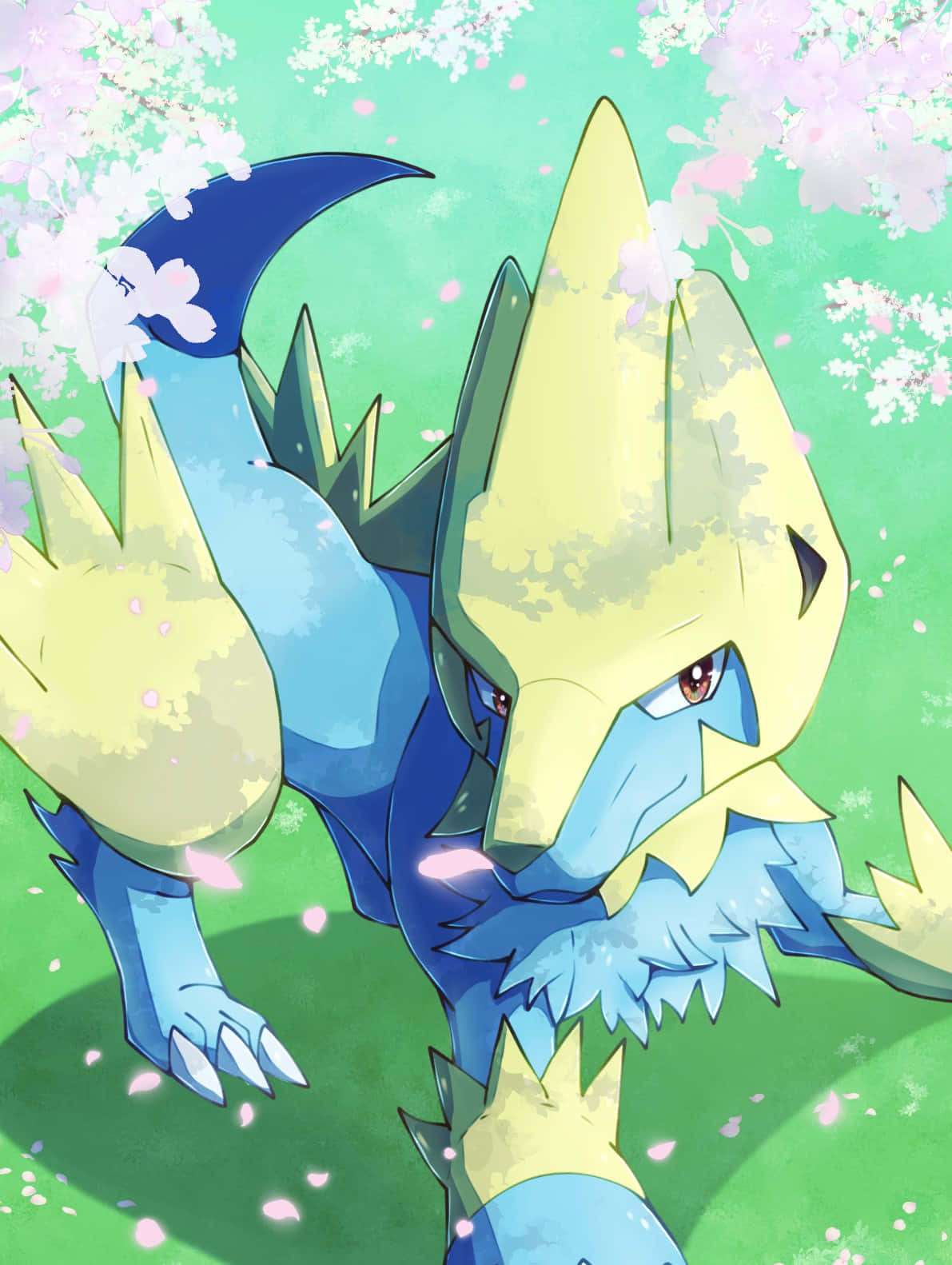 Manectric, blue and yellow, anime-style, HD Phone Wallpaper