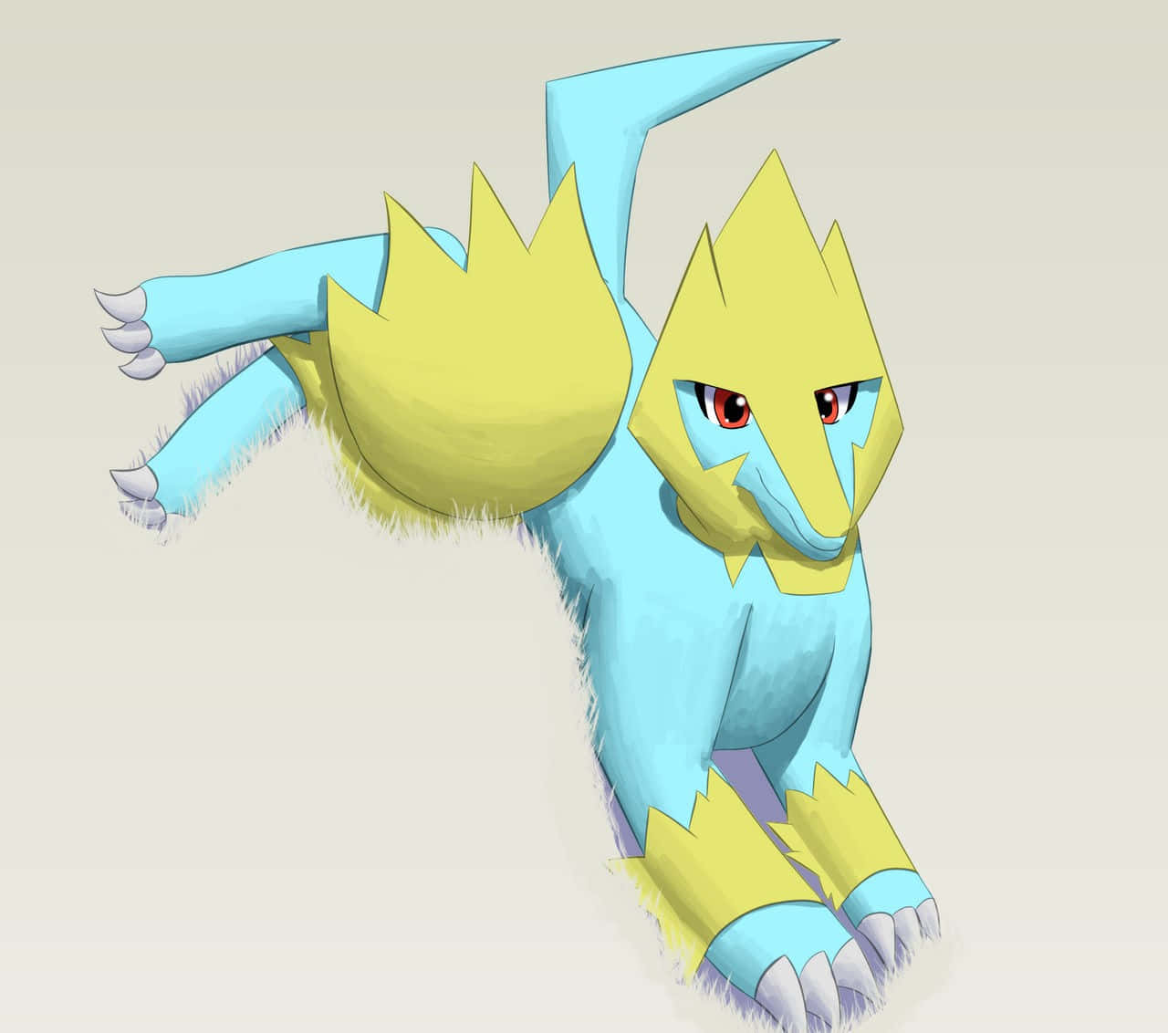 Manectric, blue and yellow, red eyes, HD Desktop Wallpaper
