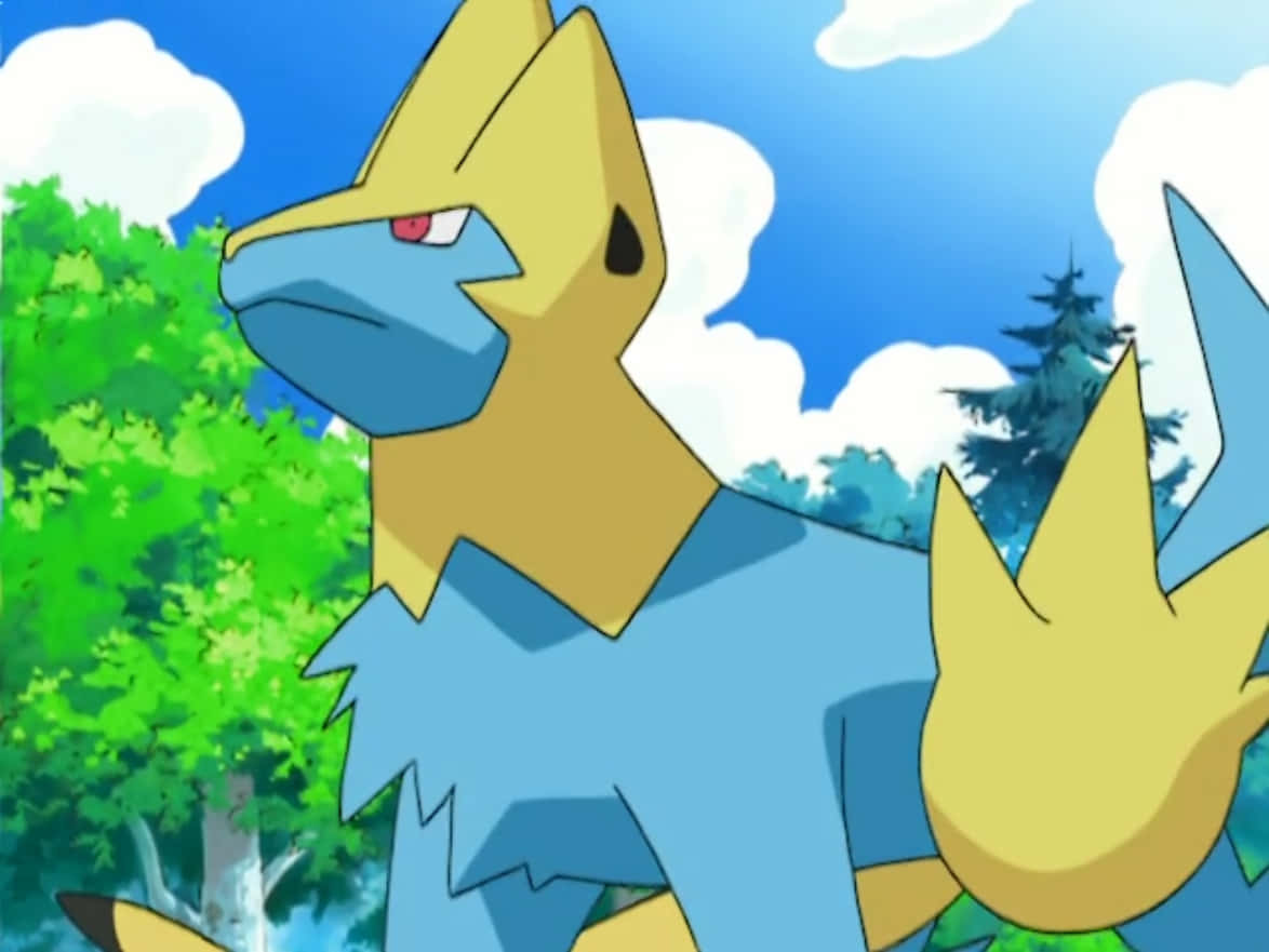 Manectric, yellow, blue, SD Desktop Wallpaper