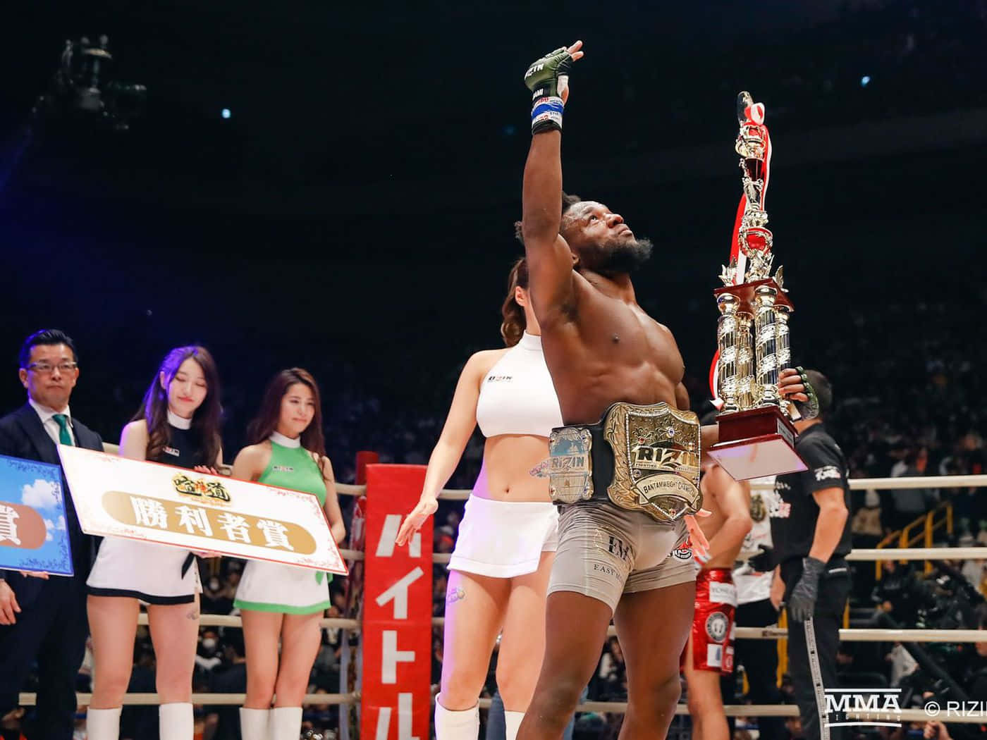 Manel Kape, championship belt, brightly lit ring, HD Desktop Wallpaper