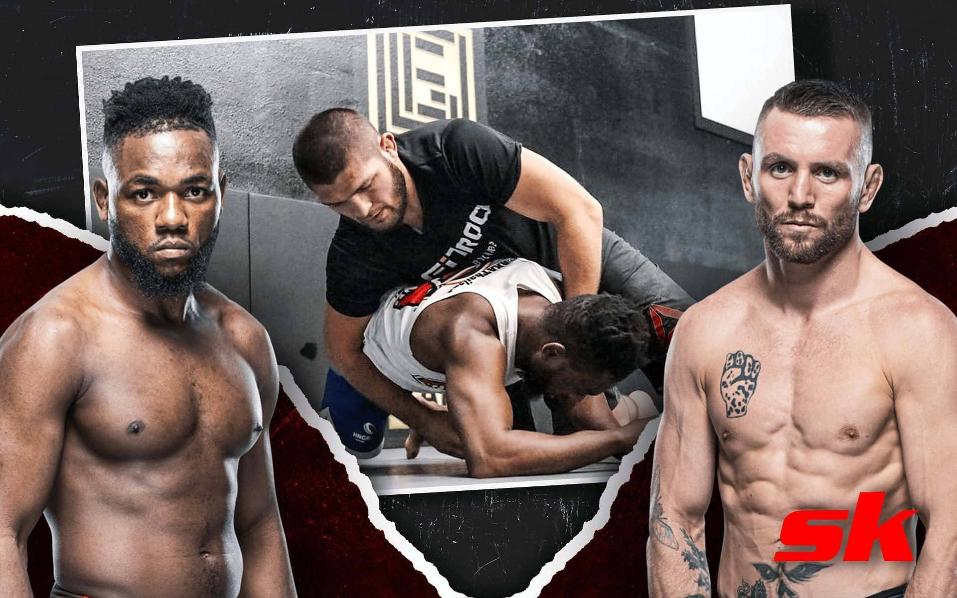 Manel Kape, faceoff, three muscular fighters, Full HD Desktop Wallpaper