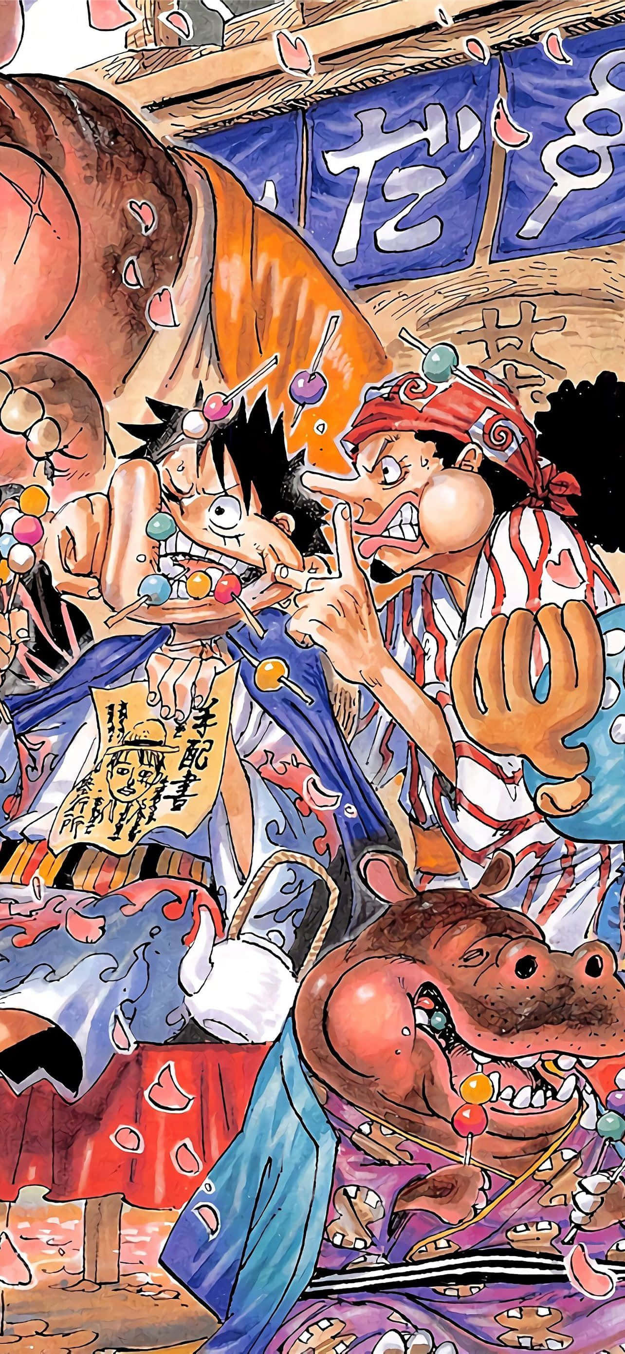manga characters, anime pirates, vibrant traditional attire, 2K Phone Wallpaper