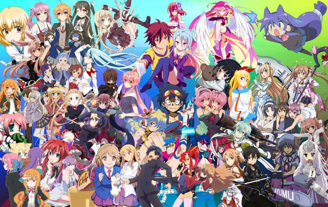manga characters, anime collage, colorful characters, SD Desktop Wallpaper
