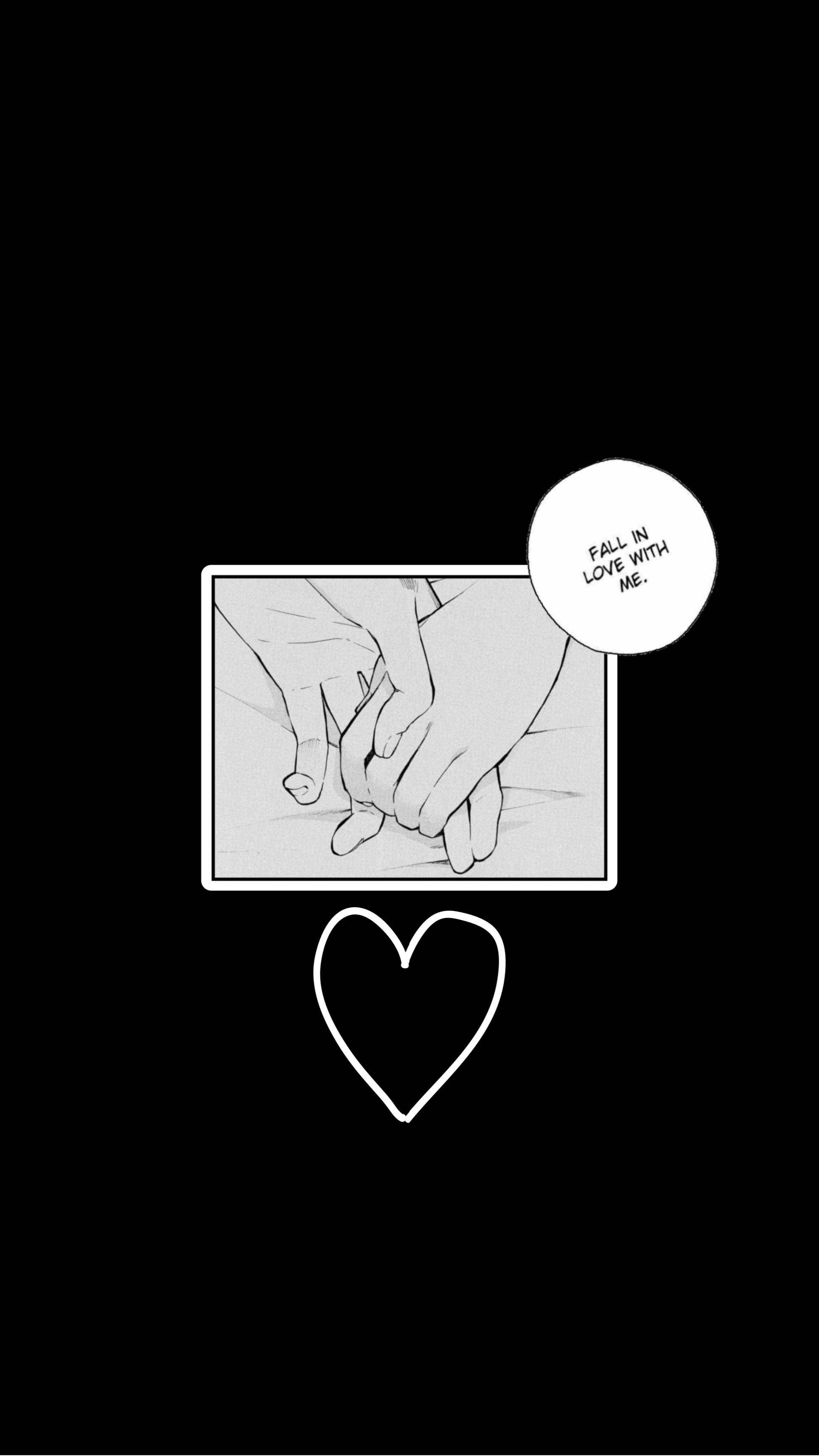 Manga iPhone, black and white comic panel, two hands holding each other, 2K Phone Wallpaper