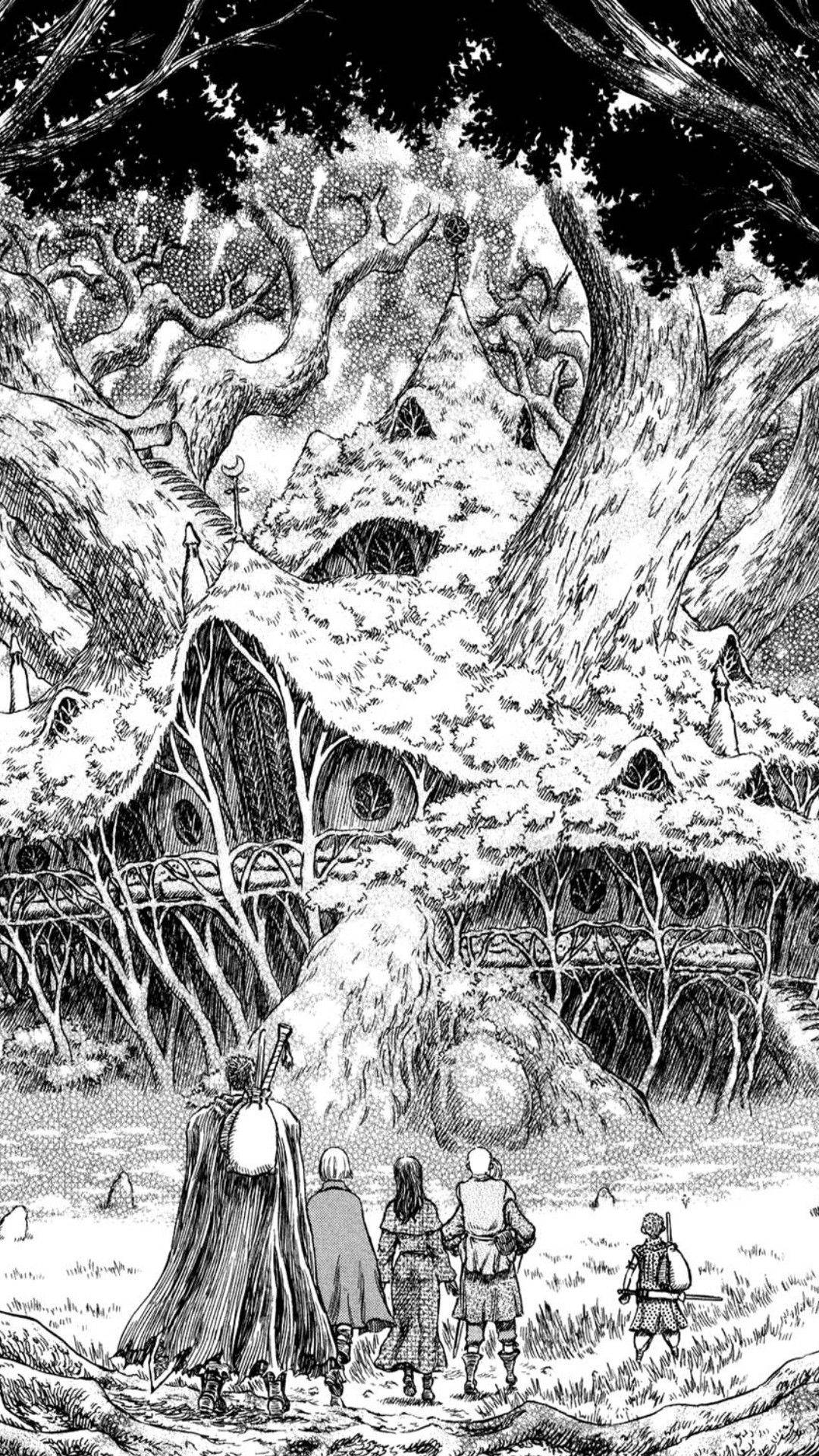 iPhone, Cartoon Anime Manga Characters, treehouse village, Full HD Phone Wallpaper